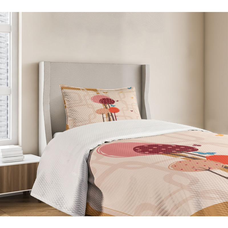 Colorful Trees Butterfly Bedspread Set