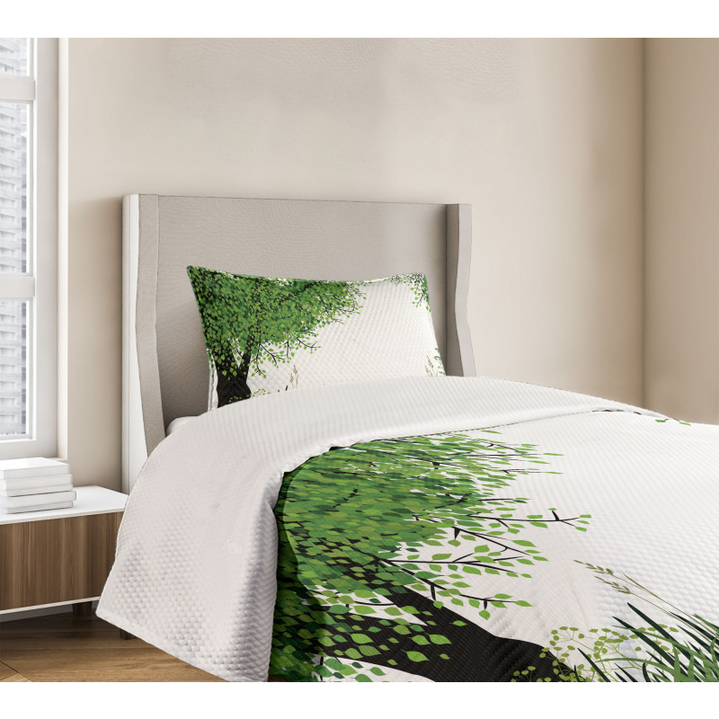 Tree Grass Summer Bedspread Set