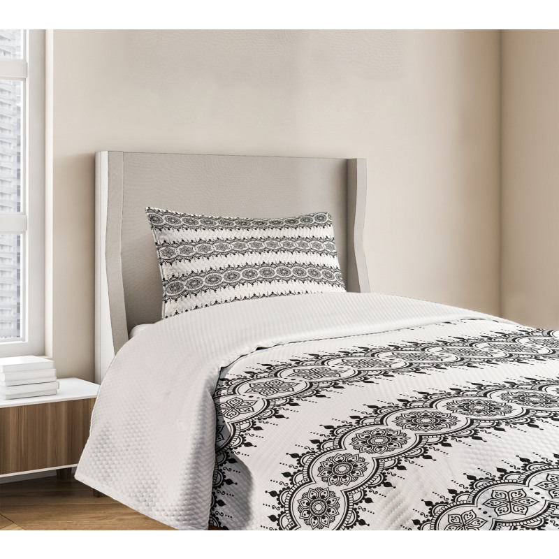 Monochrome Mandala Tattoo Bedspread Set