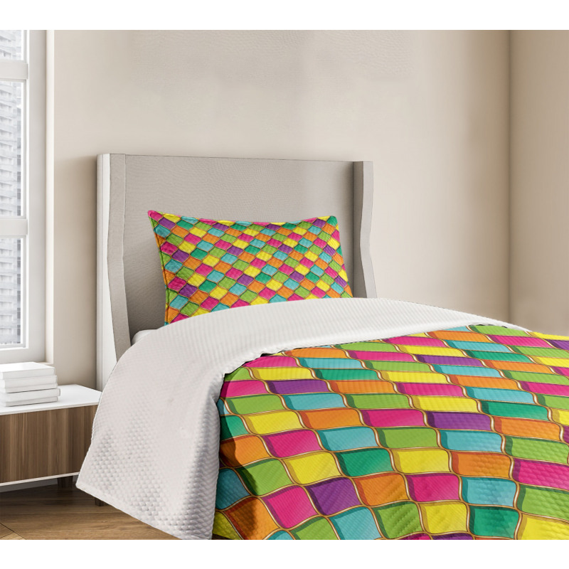 Vivid Colored Curves Bedspread Set