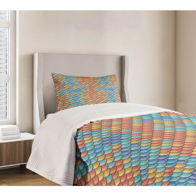 Abstract Mermaid Pattern Bedspread Set