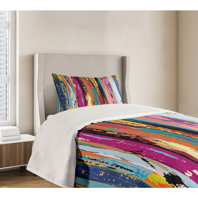 Vibrant Rainbow Design Bedspread Set