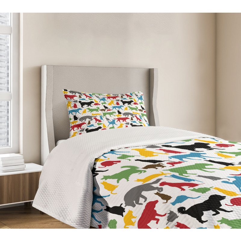 Colorful Cats and Dogs Bedspread Set
