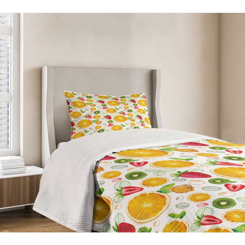 Fresh Citrus Kiwi Lemon Bedspread Set