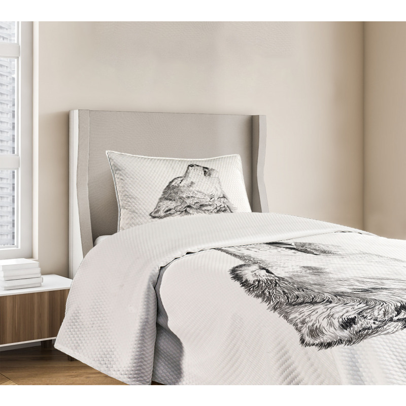 Monochrome Sketch Canine Bedspread Set