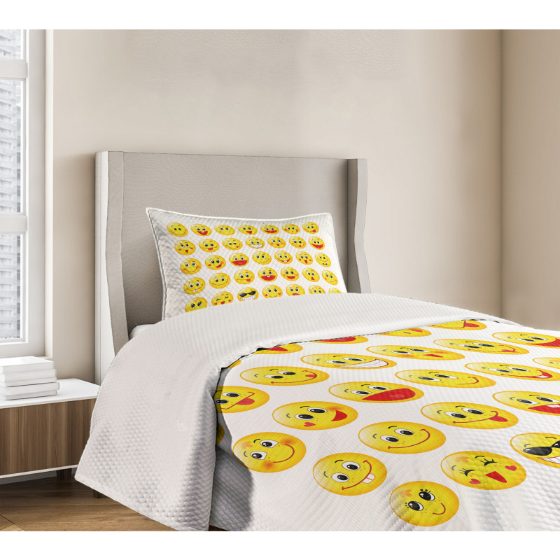 Funny Yellow Round Heads Bedspread Set