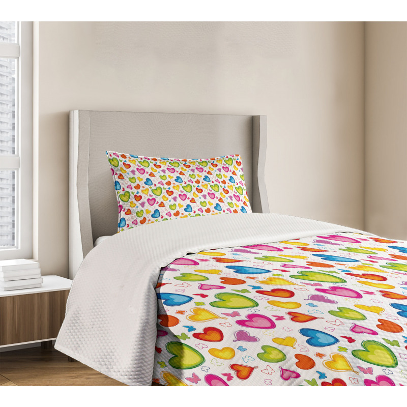 Colorful Butterflies Happy Bedspread Set