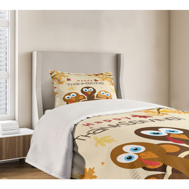 Autumn Leaves Animals Bedspread Set