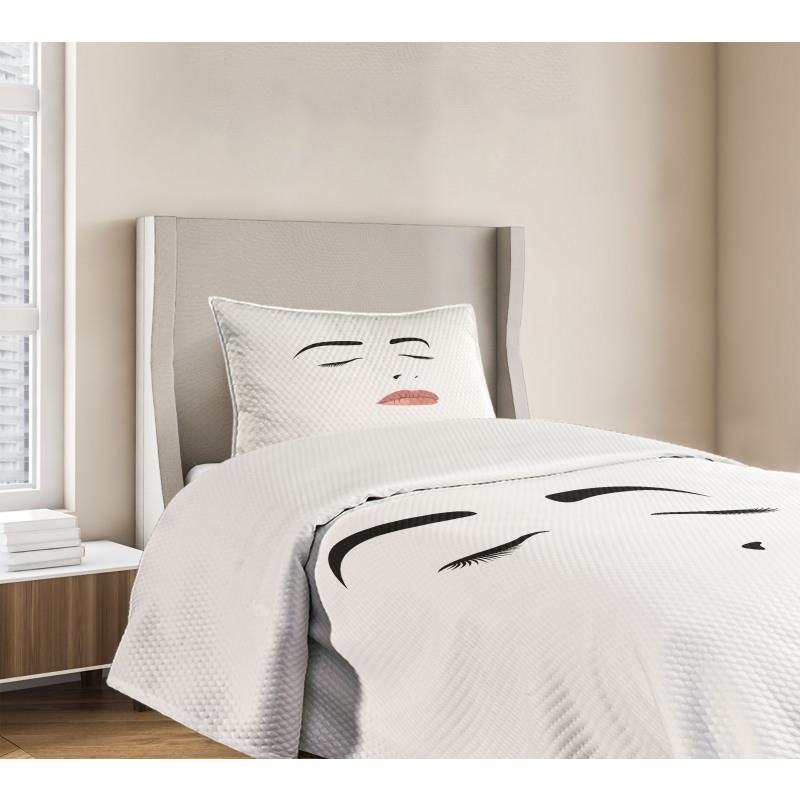 Sleeping Woman Face Bedspread Set