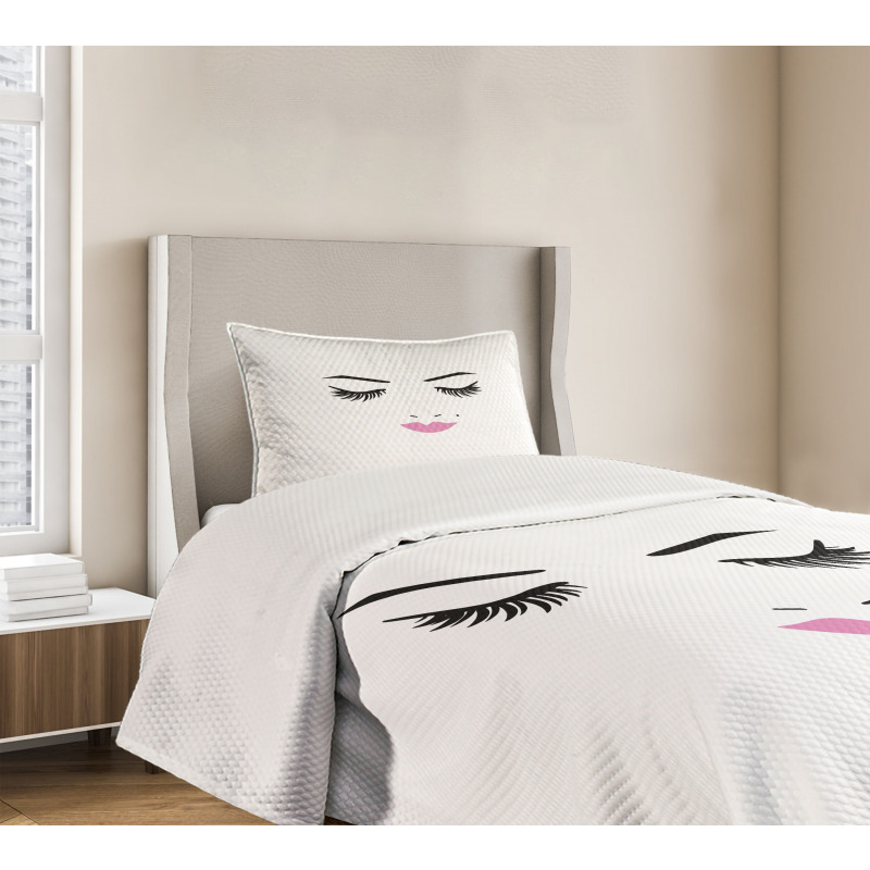 Pink Lips Makeup Beauty Bedspread Set