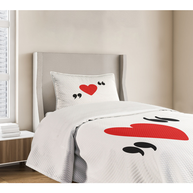 Red Simple Heart Bedspread Set