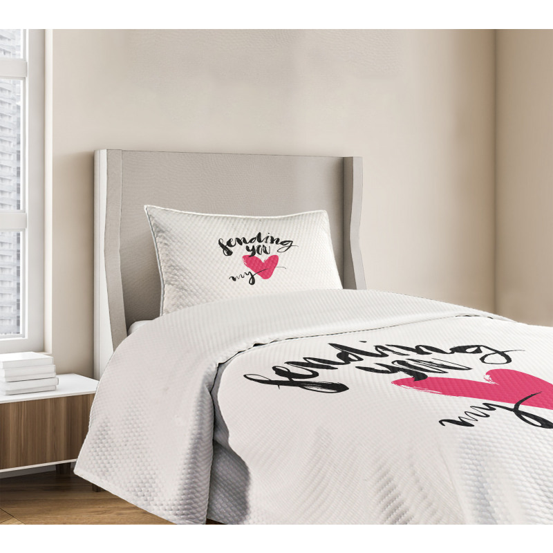 Sending You My Heart Words Bedspread Set