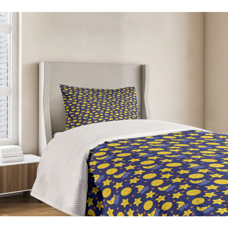 Sleeping Moon at Night Time Bedspread Set