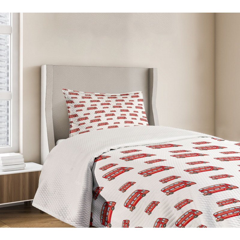 Cute Double Decker Bus Bedspread Set