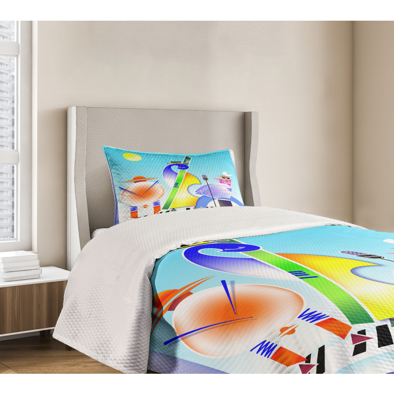 Geometric Shapes Band Bedspread Set