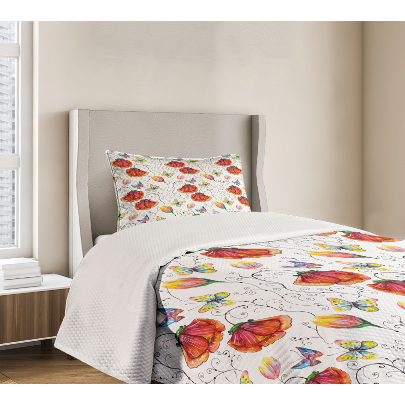 Natural Scene Butterfly Bedspread Set