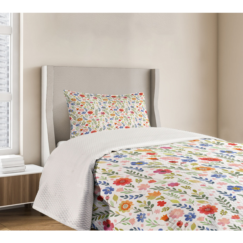 Floral Illustration Bedspread Set