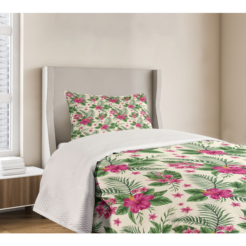 Plumeria Hibiscus Bedspread Set