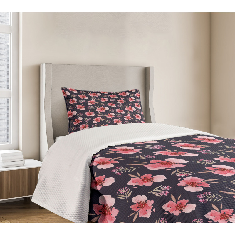 Pink Garden Flora Bedspread Set