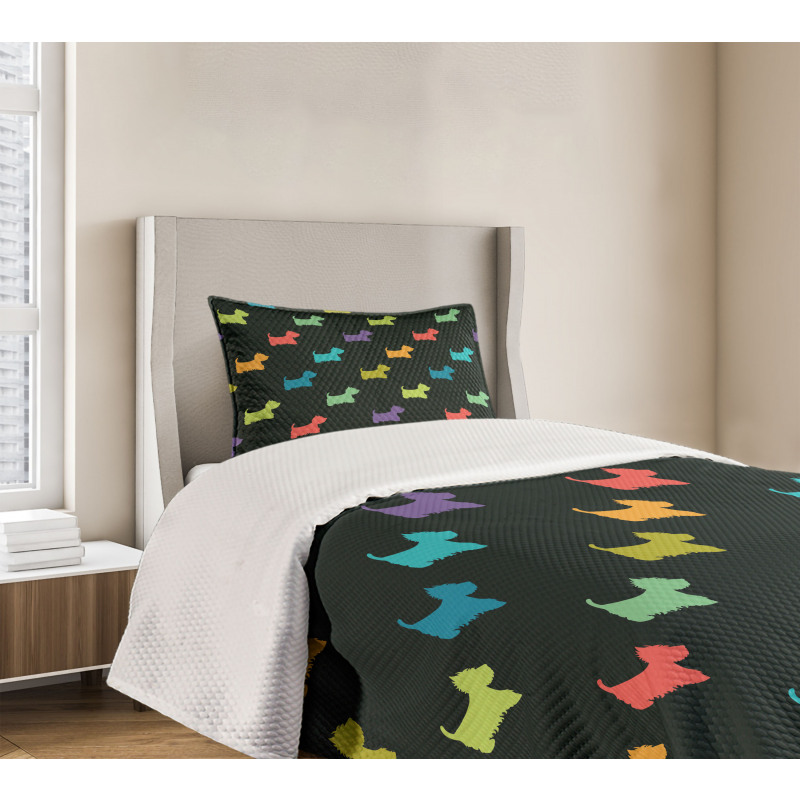 Terrier Silhouettes Bedspread Set