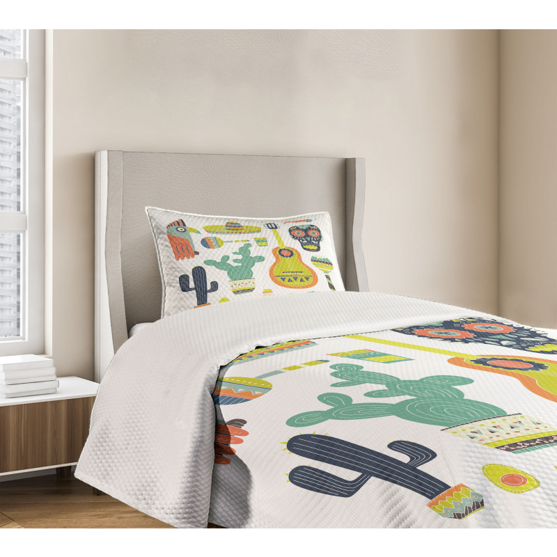 Mexican Motifs Taco Bedspread Set