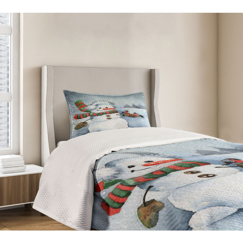 Watercolor Xmas Winter Bedspread Set