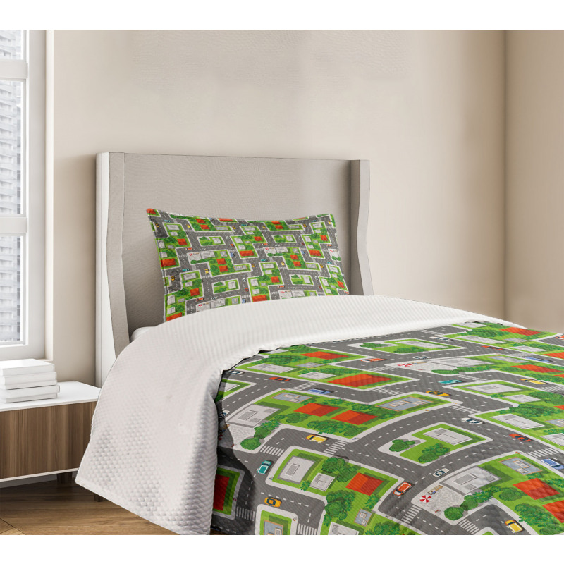 Birds Eye View Map Design Bedspread Set