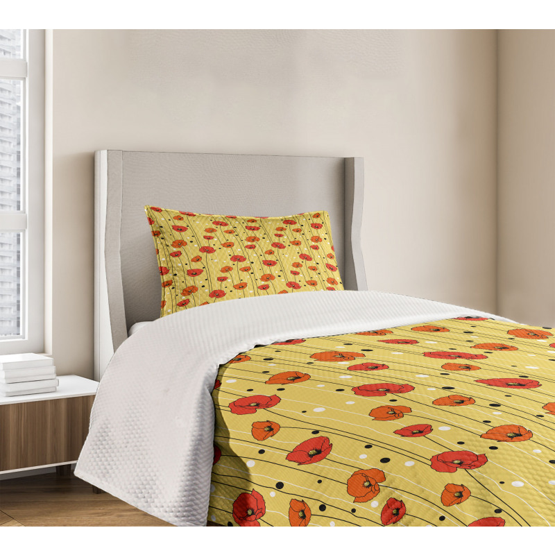 Lines with Dots Floral Bedspread Set