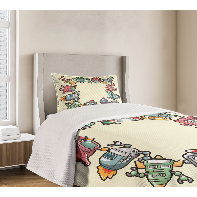 Friendly Robots Toys Bedspread Set