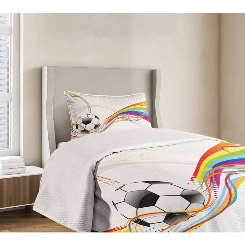 Rainbow Pattern Line Bedspread Set