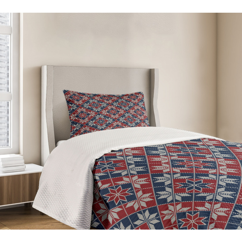 Tartan Geometric Floral Bedspread Set