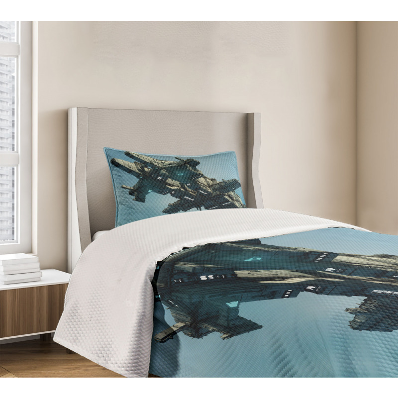 Sci Fi Alien Ship UFO Bedspread Set