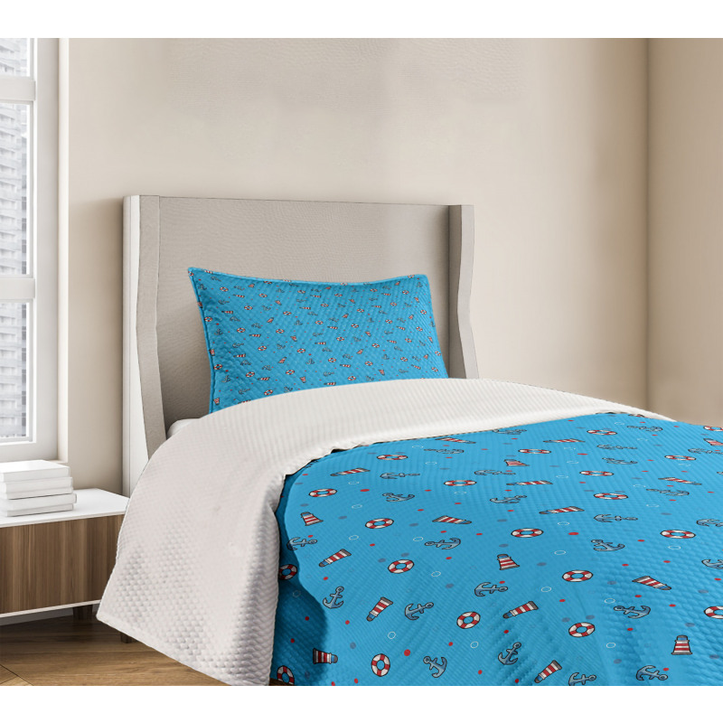 Polka Dots Marine Bedspread Set