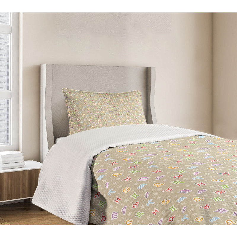 Colorful Doodle Signs Bedspread Set