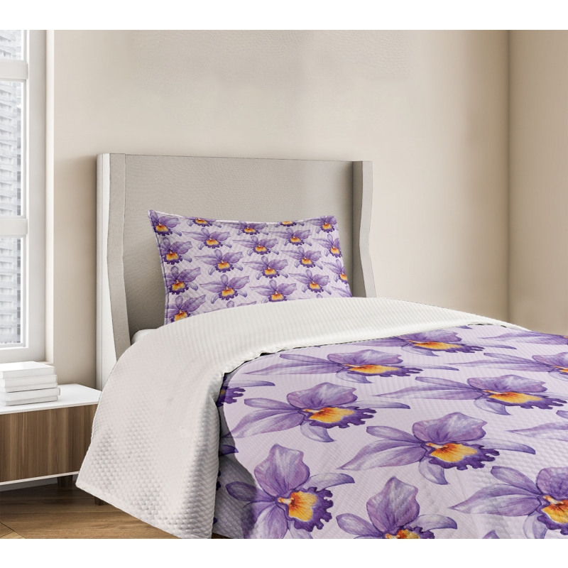 Tropical Orchid Flowers Bedspread Set