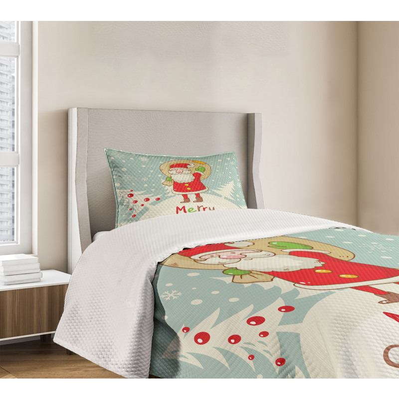 Merry Xmas Snowy Forest Bedspread Set