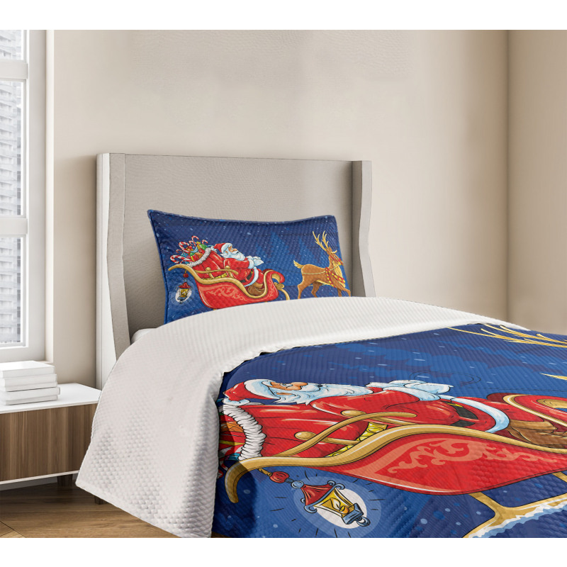 Moving on Sledge at Night Bedspread Set