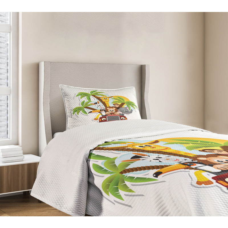 Zebra Toucan Lion Elephant Bedspread Set