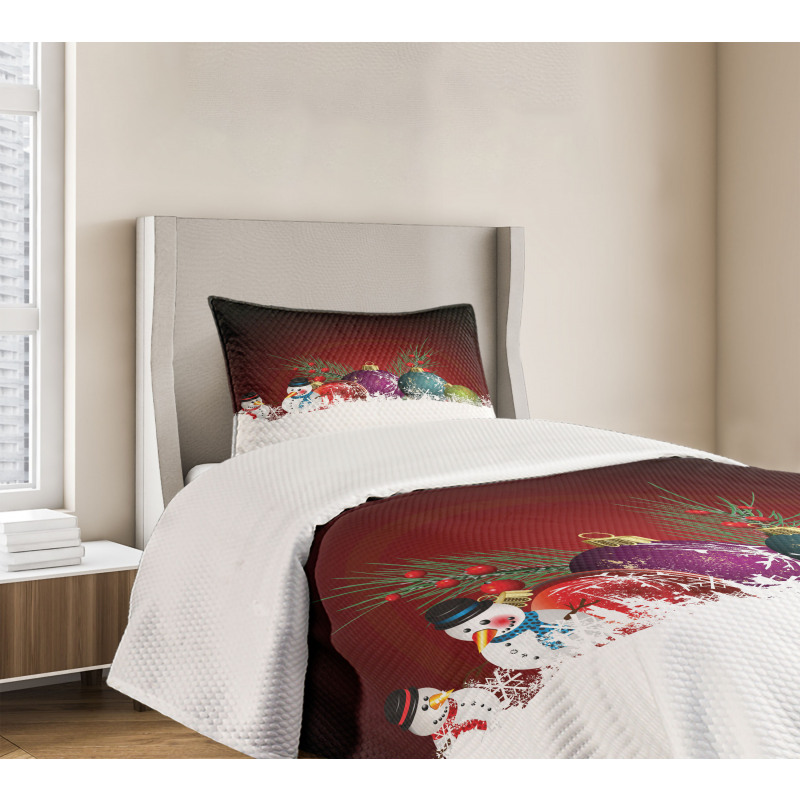 Snowman with Hat Bedspread Set