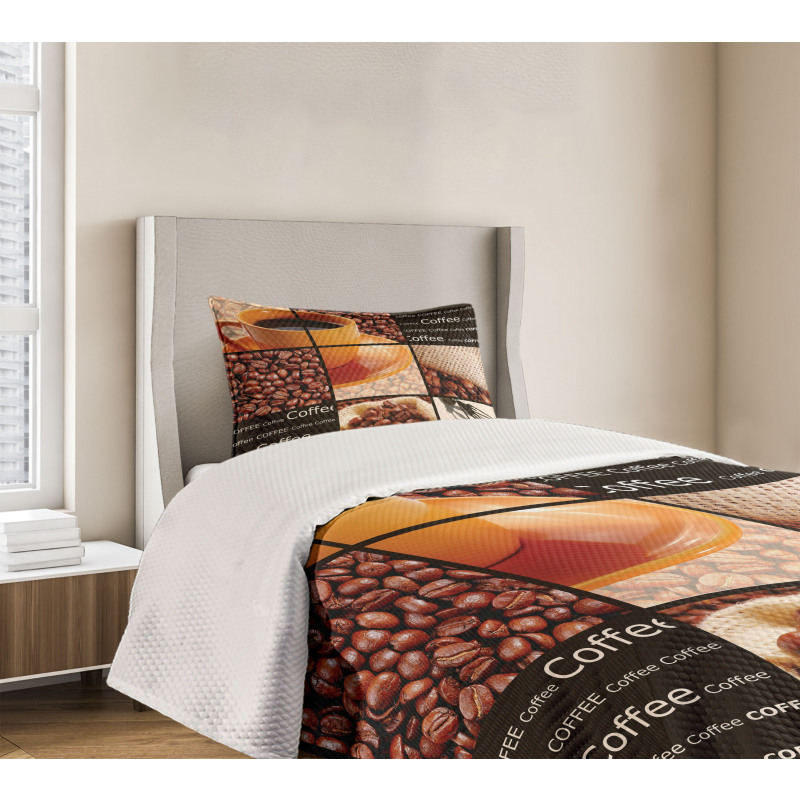 Hot Beverage Orange Cup Bedspread Set