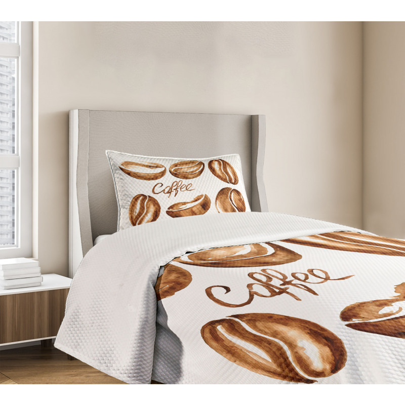 Watercolor Effect Beans Bedspread Set