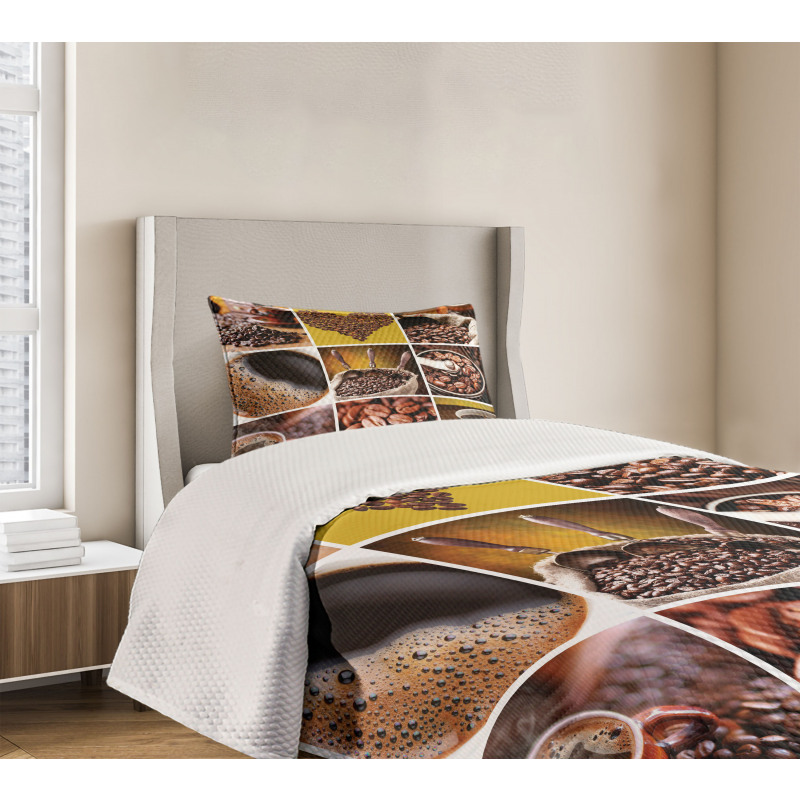 Coffee Photos Girds Bedspread Set