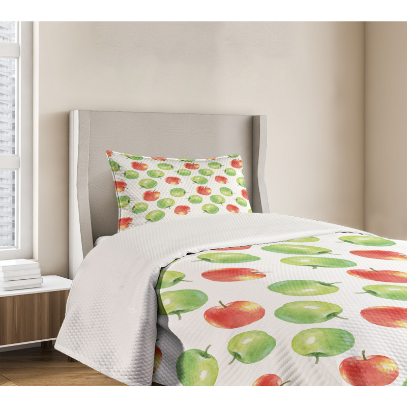 Watercolor Fruit Pattern Bedspread Set