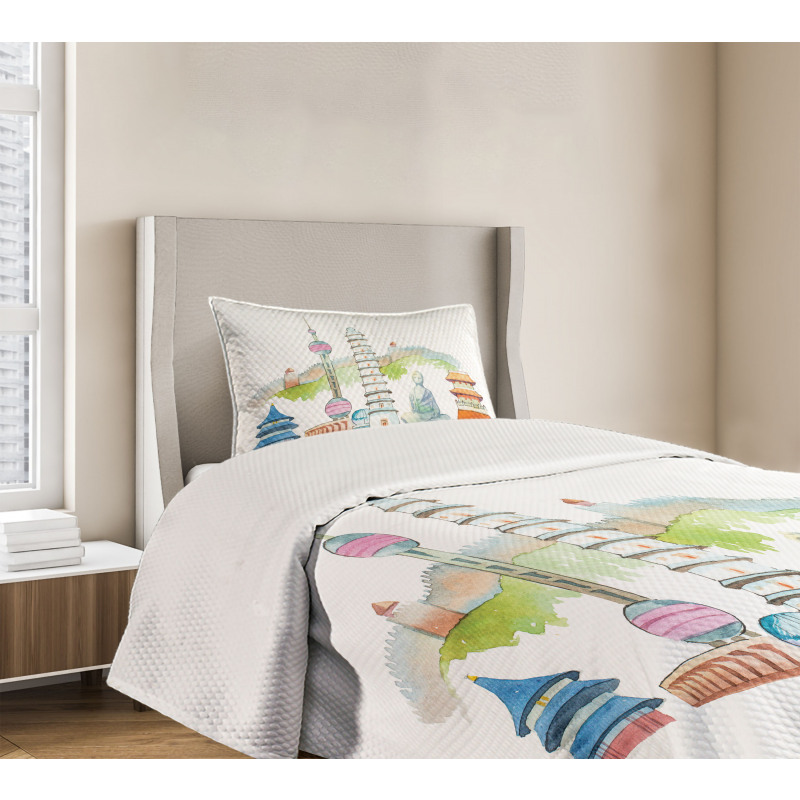 Landmarks Watercolor Bedspread Set