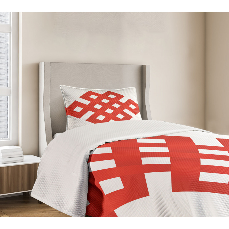 Tangled Lines with Squares Bedspread Set