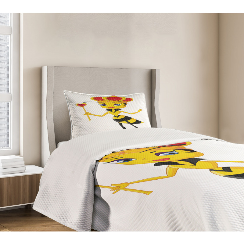 Cartoon Style Bee Bedspread Set