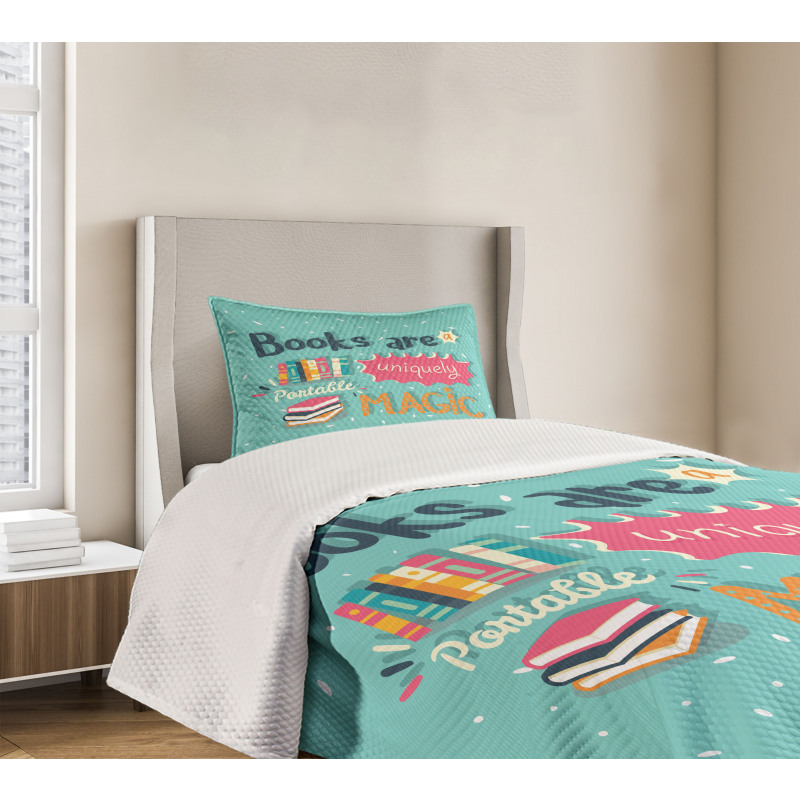 Books are Magic Pale Color Bedspread Set