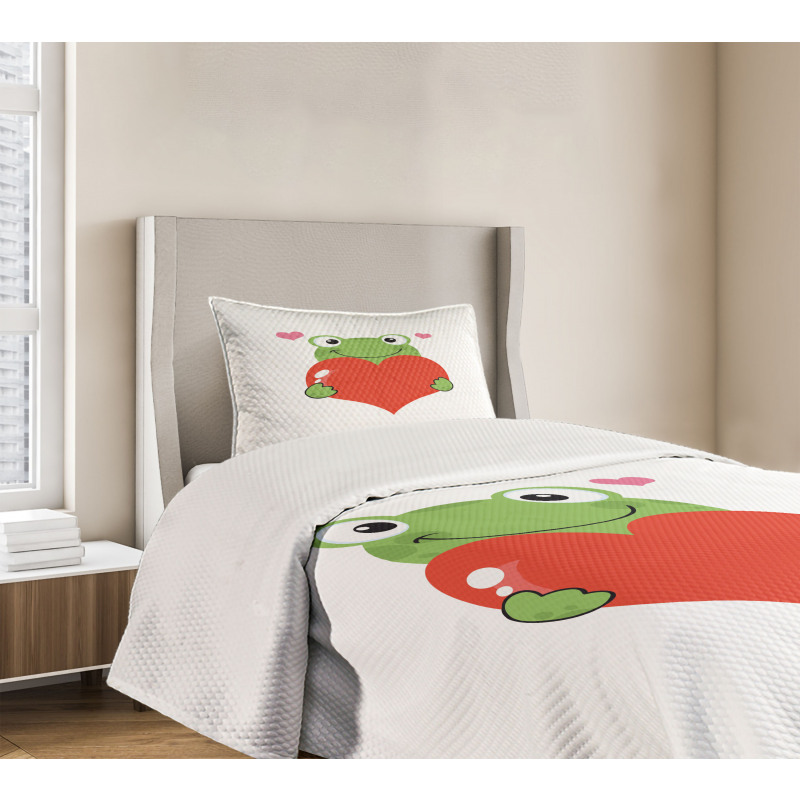Funny Cartoon Frog Bedspread Set