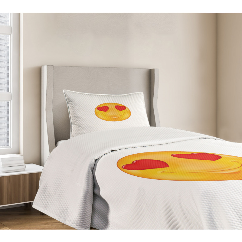 Cartoon Smiley Face Heart Bedspread Set