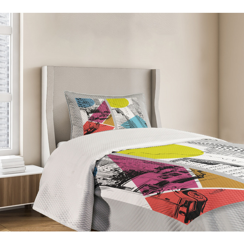 Urban Illustration Trucks Bedspread Set